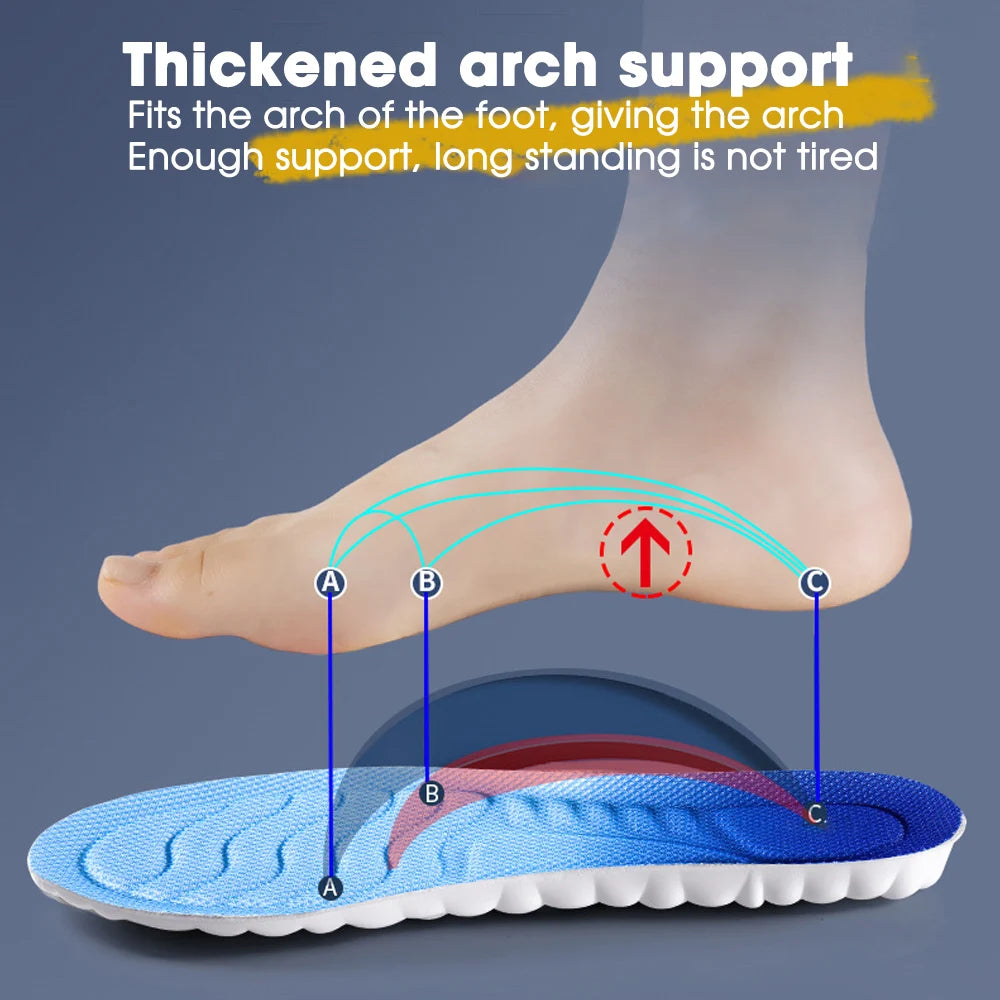4D Cloud Technology Sports Insoles for Shoes PU Sole Soft Breathable Shock Absorption Cushion Running Orthopedic Care Insoles
