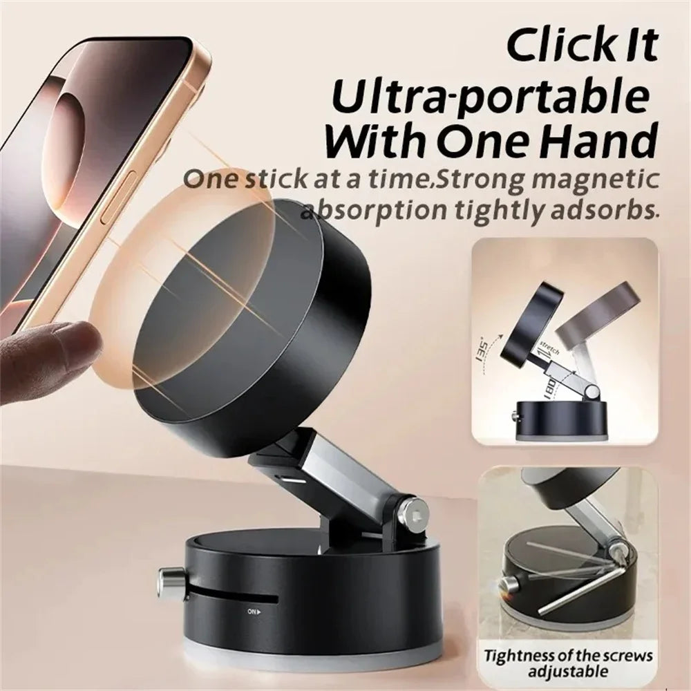 More Portable Vacuum Magnetic Mobile Phone Bracket Adjustable Double-Sided Suction Cup Holder Lazy Stand For All Smartphone
