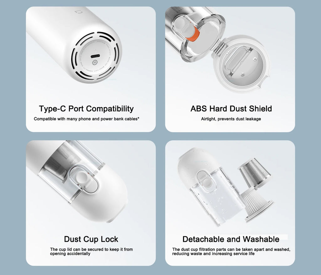 XIAOMI MIJIA Handheld Wireless Vacuum Cleaner,13KPa Suction,For Home Car Cordless Portable Vacuum Cleaner,Max battery life 30min