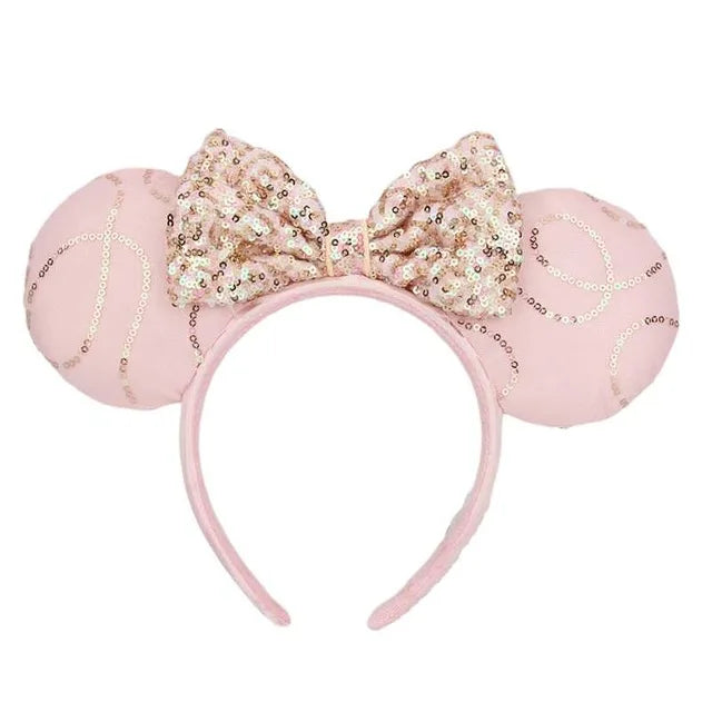 2025 Disney Mickey Mouse Ear Headband Amusement Park Hair Hoop Fish scale sequin mesh Party Headwear Girl Toy Birthday
