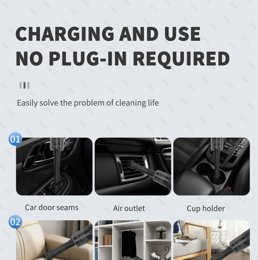 98000PA Car Vacuum Cleaner 1 Powerful Cleaning Machine Car Accessories Wireless Cleaner Appliance Home Auto Robot Strong Suction