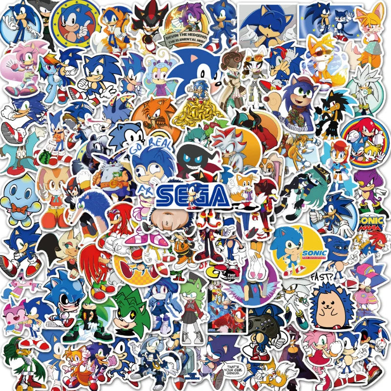 50/100Pcs Sonic Stickers Cute Cartoon Classic Toys Decoration Decals DIY Stationery Phone Case Kids Anime Sticker Toy