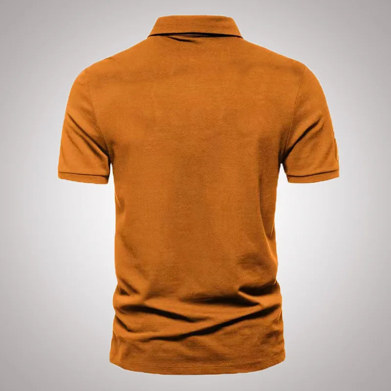 Summer 2023 New American Lapel Short Sleeve T-shirt Men's Embroidered Casual Business T-shirt