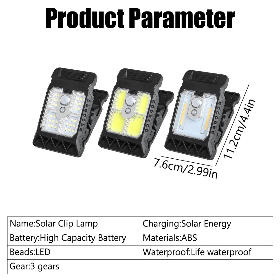 Outdoor LED Solar Clip Light  Portable Waterproof Body Sensor Lamp Courtyard Garden Lamp Patio Home Camping Wall Lights