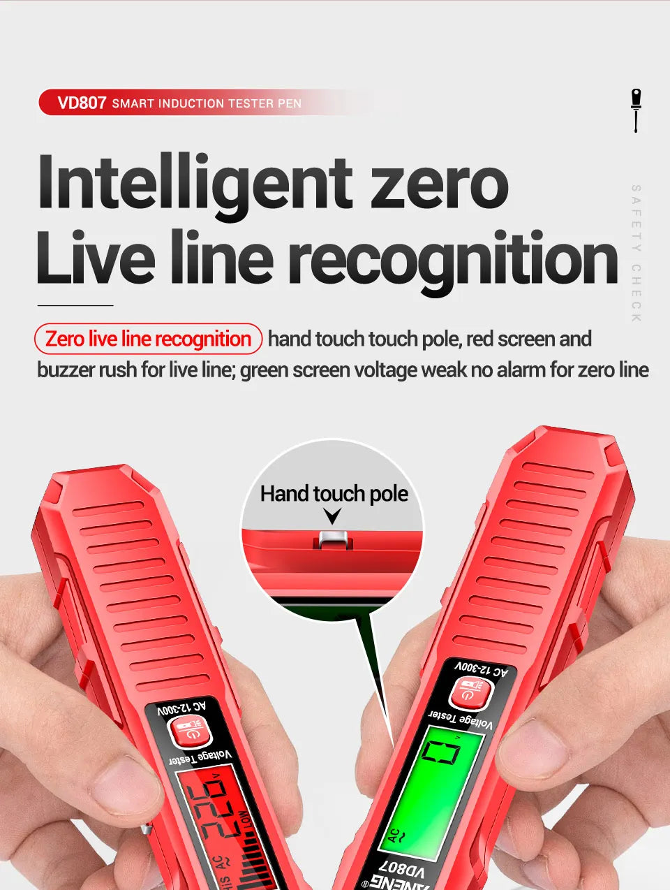 ANENG VD807 One-word Induction Portable 50/60Hz Smart Electric Pen Tester NCV Sensor AC 12-300V Non-contact Wire Detector Tools