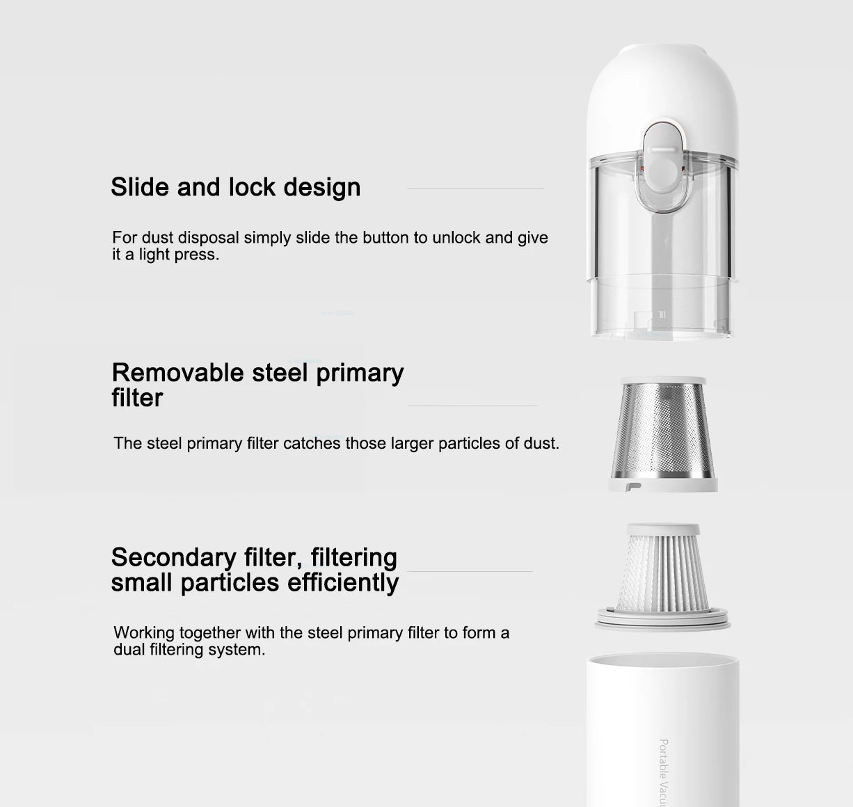 XIAOMI MIJIA Handheld Wireless Vacuum Cleaner,13KPa Suction,For Home Car Cordless Portable Vacuum Cleaner,Max battery life 30min