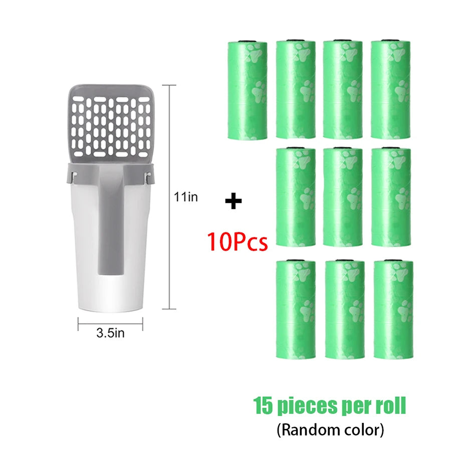 One piece cat litter scoop set, cat poop scoop set, pet toilet pick up, detachable and portable installation