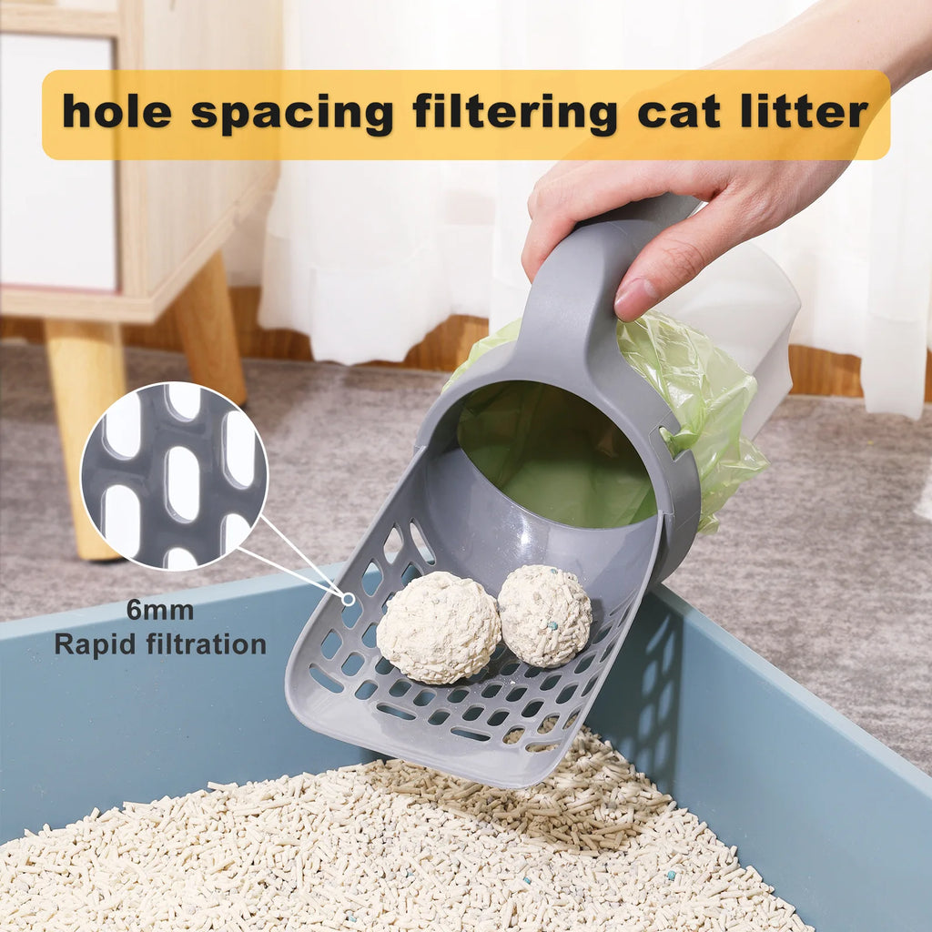 One piece cat litter scoop set, cat poop scoop set, pet toilet pick up, detachable and portable installation