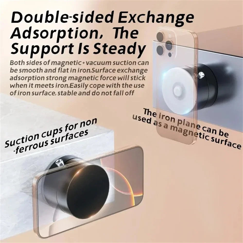 More Portable Vacuum Magnetic Mobile Phone Bracket Adjustable Double-Sided Suction Cup Holder Lazy Stand For All Smartphone