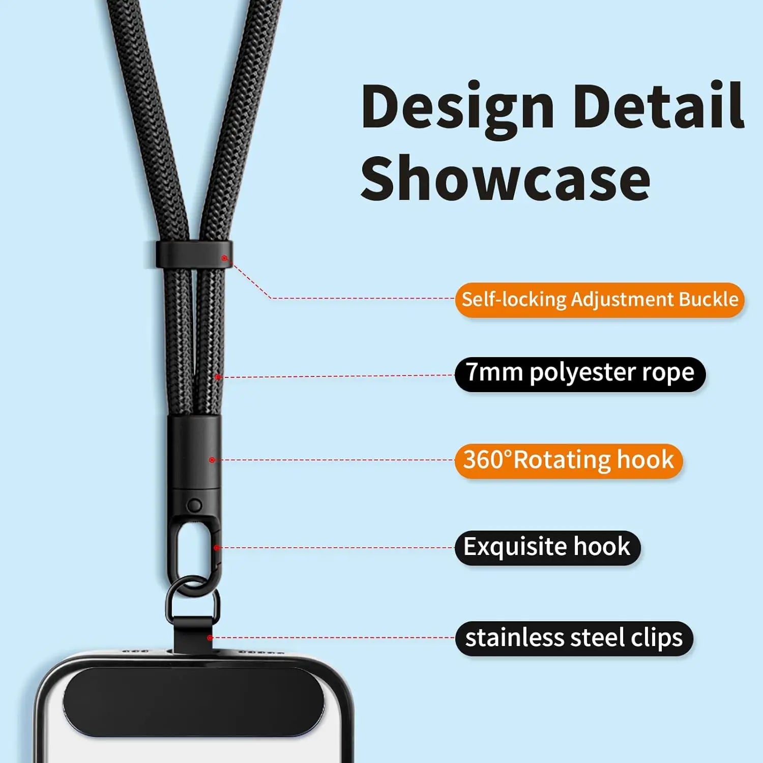 Universal Adjustable Mobile Phone Lanyard Short Wrist Strap with Self-locking Anti-drop Design Durable Polyester Phone Strap