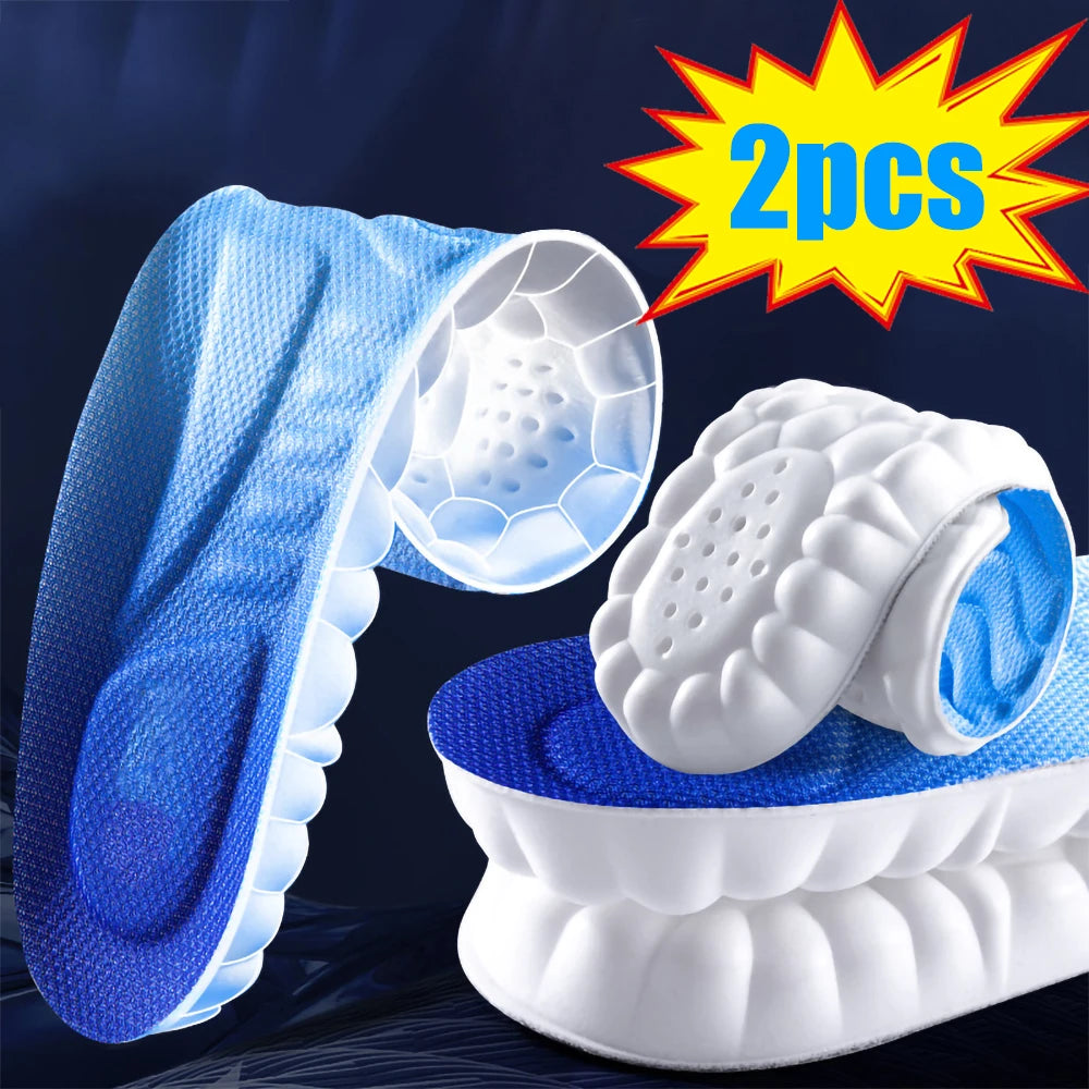 4D Cloud Technology Sports Insoles for Shoes PU Sole Soft Breathable Shock Absorption Cushion Running Orthopedic Care Insoles