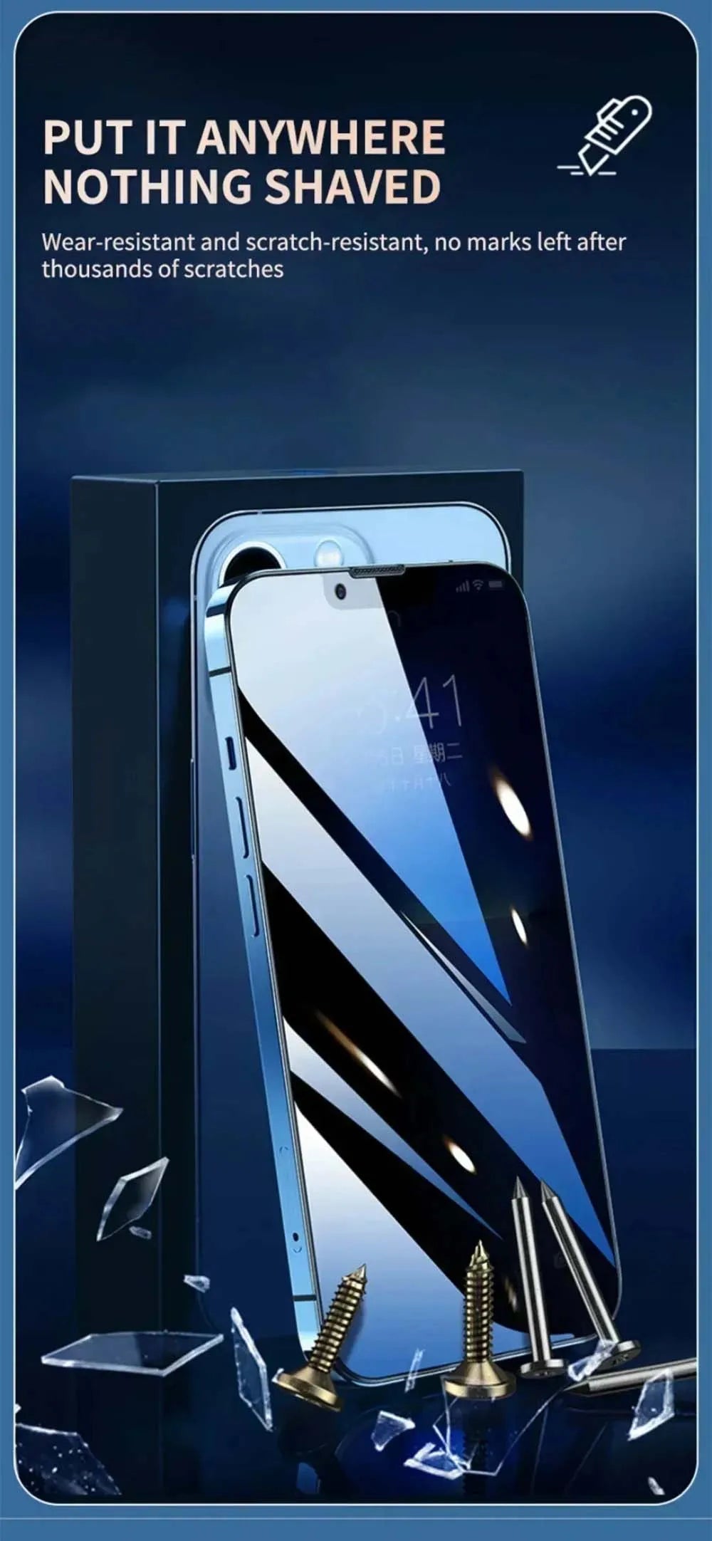 NNBILI 4Pcs Full Cover Privacy Screen Protector For iPhone 11 12 13 14 15 16 Pro Max Anti-spy Glass For iPhone16 Plus 16e Glass