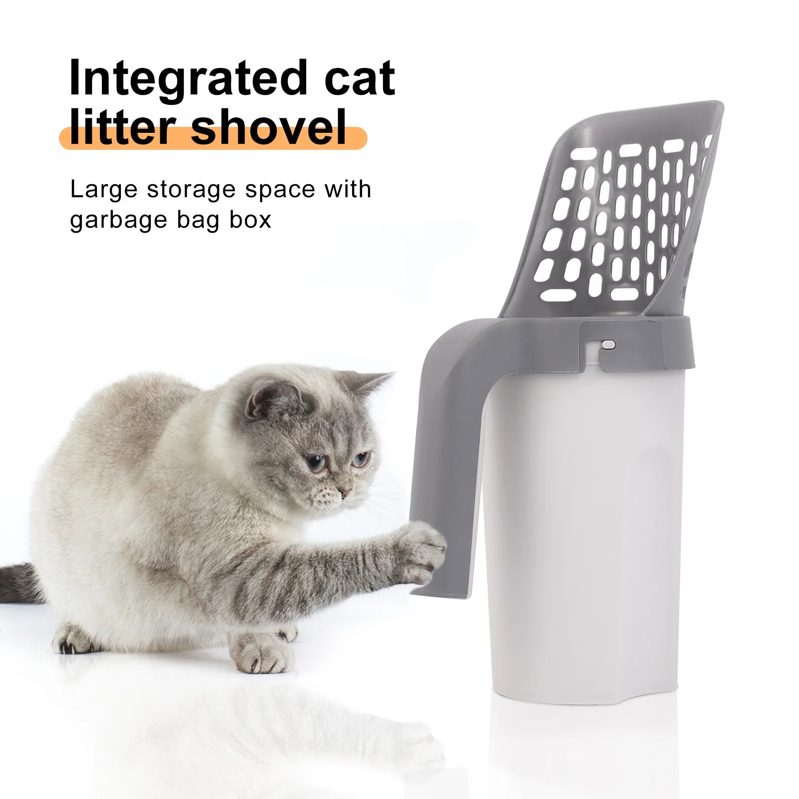 One piece cat litter scoop set, cat poop scoop set, pet toilet pick up, detachable and portable installation