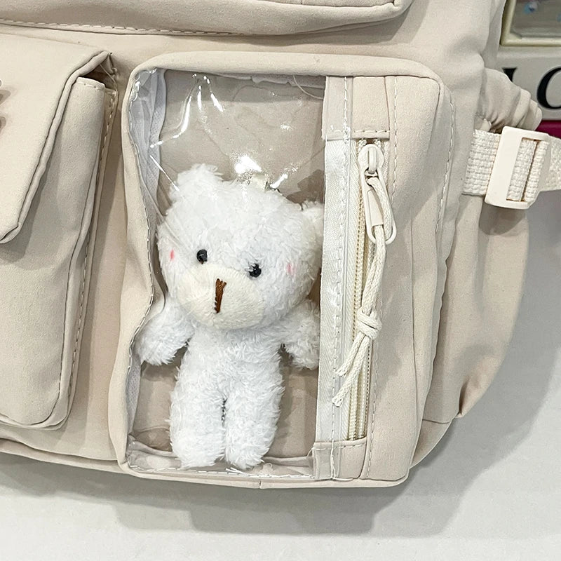 Stylish Lightweight Backpack with Transparent Front Pocket - Large Capacity for School, Travel and Outdoor Activities