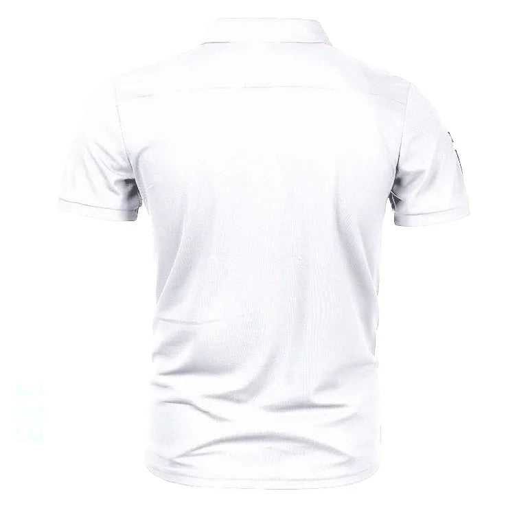 Summer 2023 New American Lapel Short Sleeve T-shirt Men's Embroidered Casual Business T-shirt