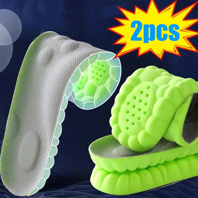 4D Cloud Technology Sports Insoles for Shoes PU Sole Soft Breathable Shock Absorption Cushion Running Orthopedic Care Insoles