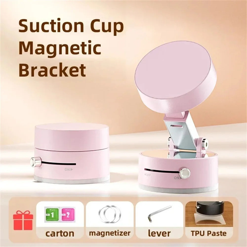 More Portable Vacuum Magnetic Mobile Phone Bracket Adjustable Double-Sided Suction Cup Holder Lazy Stand For All Smartphone