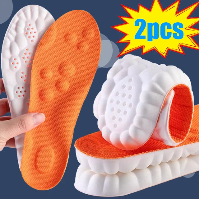 4D Cloud Technology Sports Insoles for Shoes PU Sole Soft Breathable Shock Absorption Cushion Running Orthopedic Care Insoles