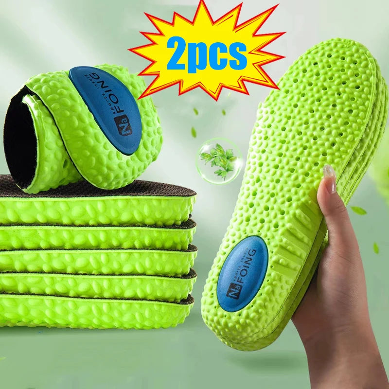 4D Cloud Technology Sports Insoles for Shoes PU Sole Soft Breathable Shock Absorption Cushion Running Orthopedic Care Insoles