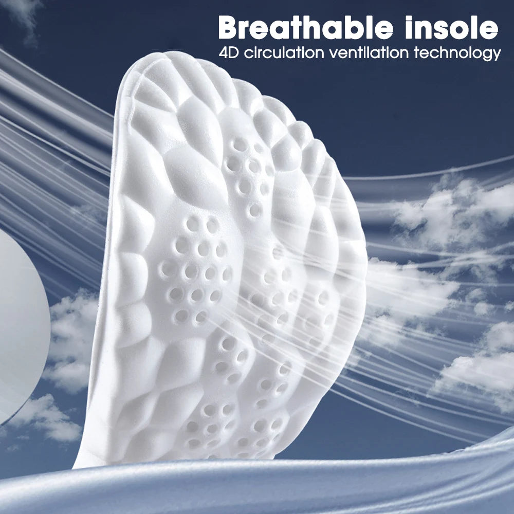 4D Cloud Technology Sports Insoles for Shoes PU Sole Soft Breathable Shock Absorption Cushion Running Orthopedic Care Insoles