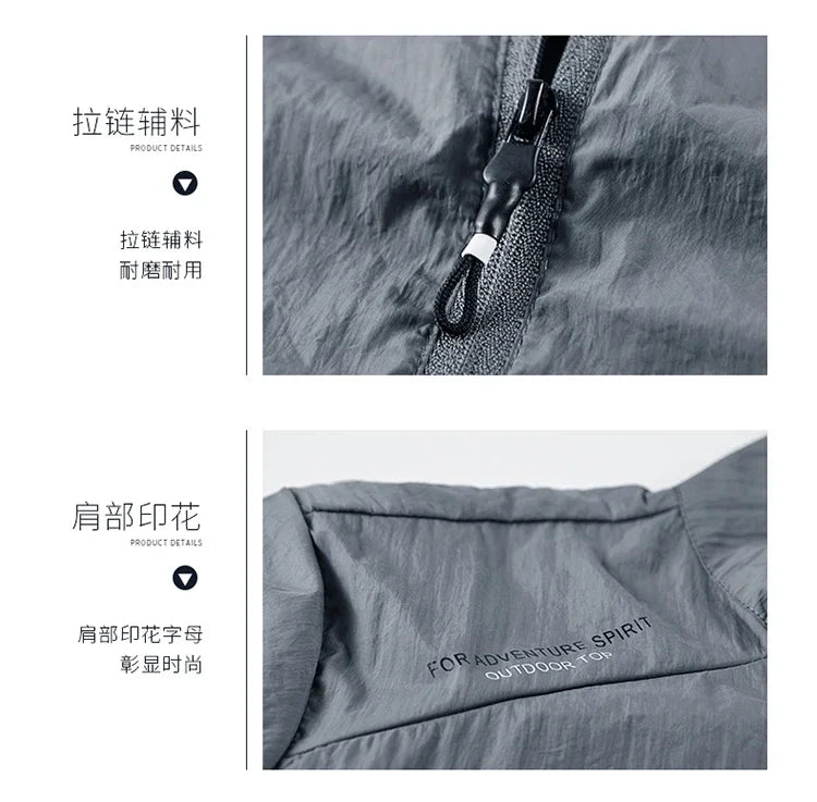 2025 Men's Summer Sun Protection Jacket Ultra-Light Thin Skin-Friendly Breathable UV Proof Fishing Ice Silk Sunscreen Coat