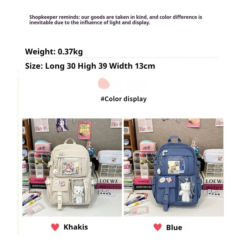 Stylish Lightweight Backpack with Transparent Front Pocket - Large Capacity for School, Travel and Outdoor Activities