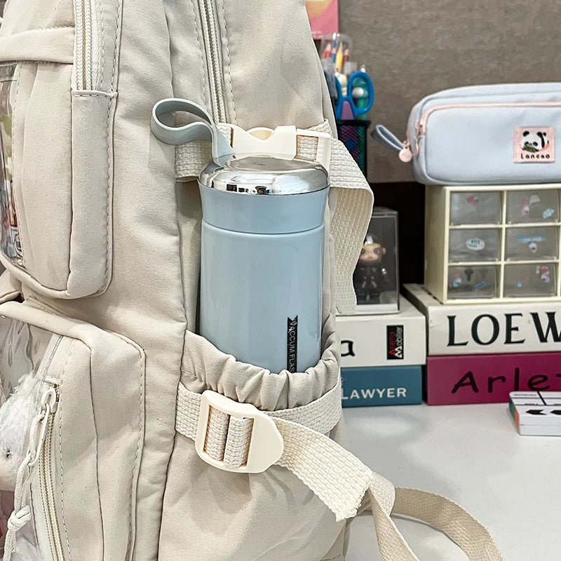 Stylish Lightweight Backpack with Transparent Front Pocket - Large Capacity for School, Travel and Outdoor Activities