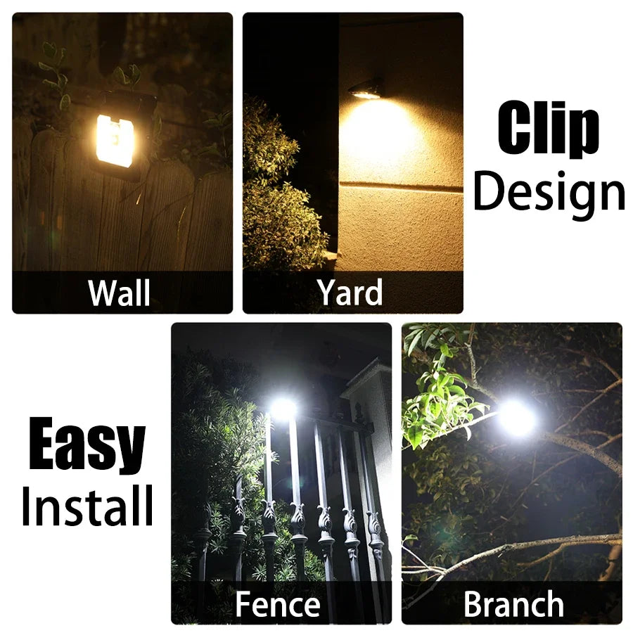 Outdoor LED Solar Clip Light  Portable Waterproof Body Sensor Lamp Courtyard Garden Lamp Patio Home Camping Wall Lights