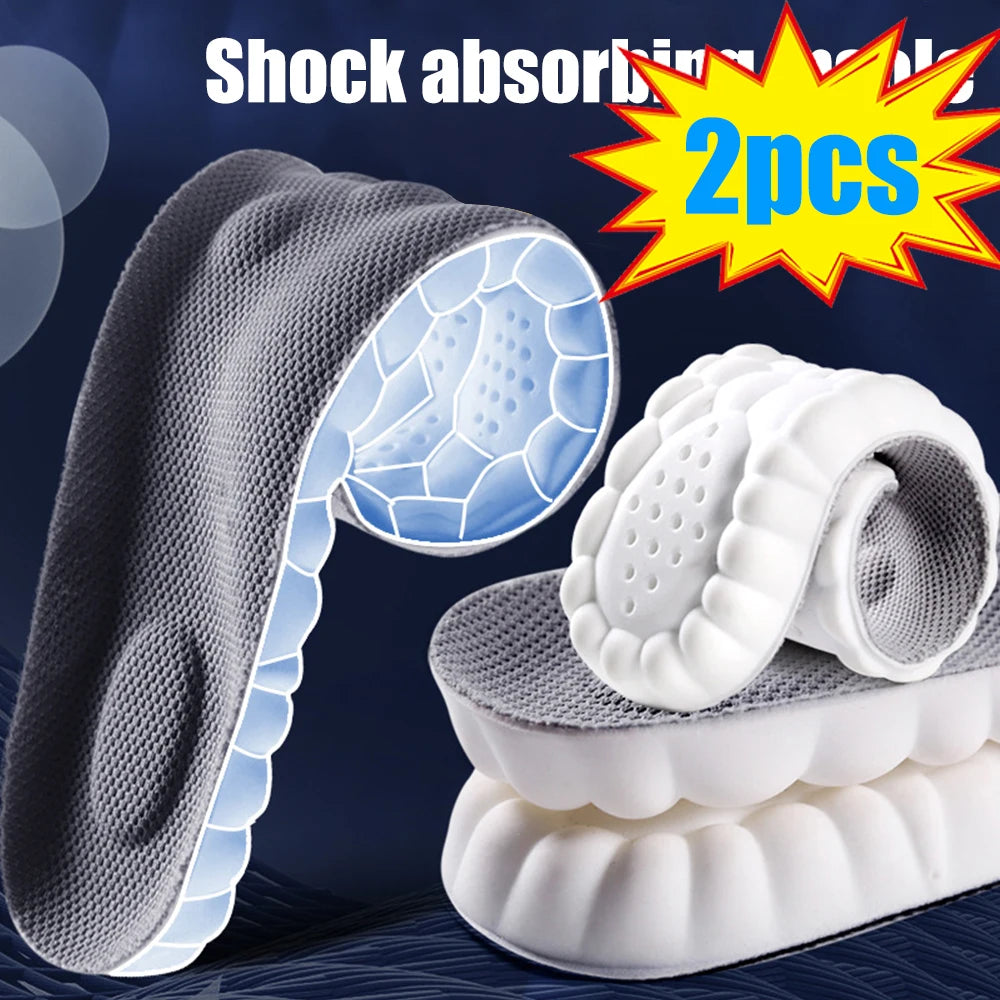 4D Cloud Technology Sports Insoles for Shoes PU Sole Soft Breathable Shock Absorption Cushion Running Orthopedic Care Insoles