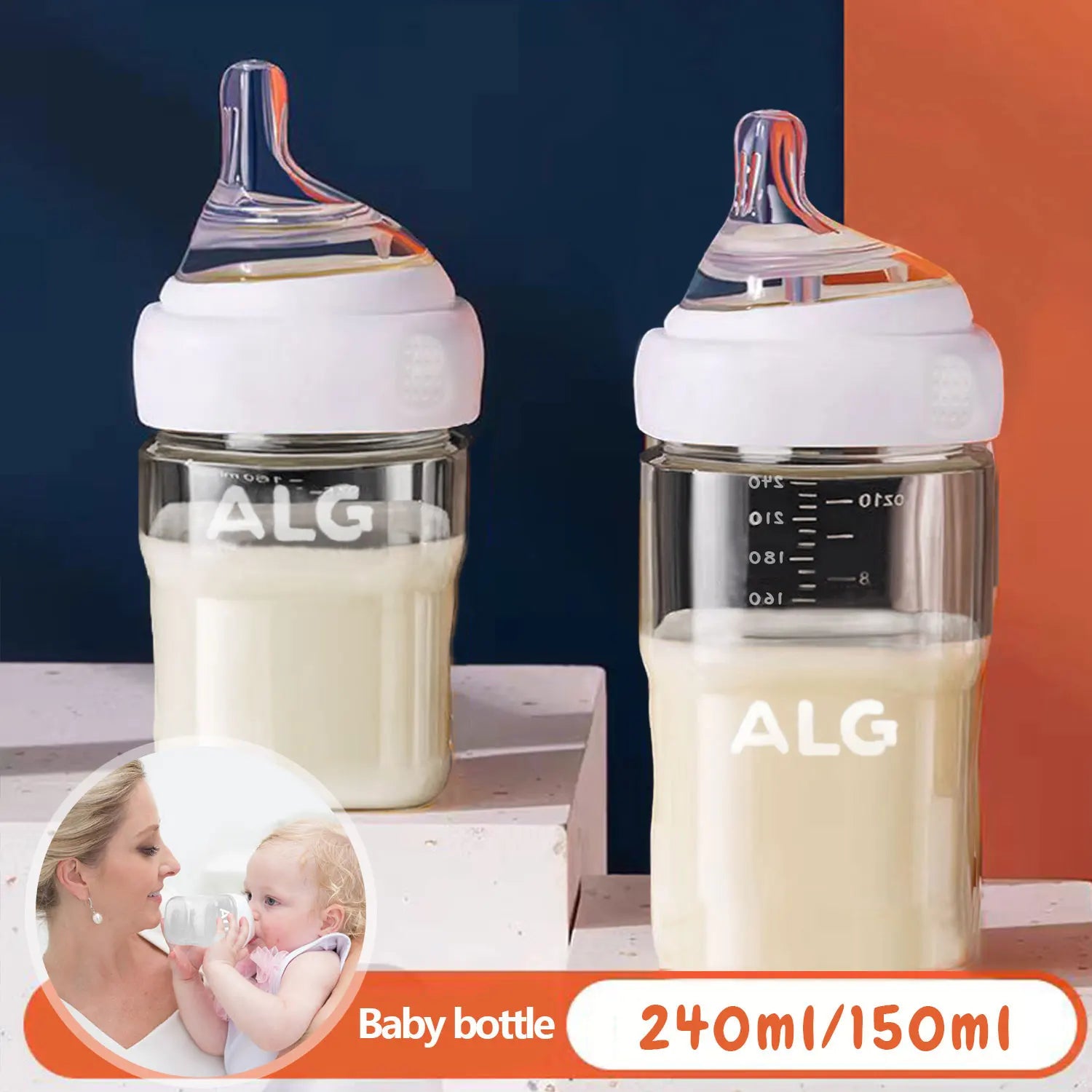 0-3 years old newborn baby anti-fall and anti-colic PP milk bottle, 150ml-240ml children's bottle, three colors optional bottle