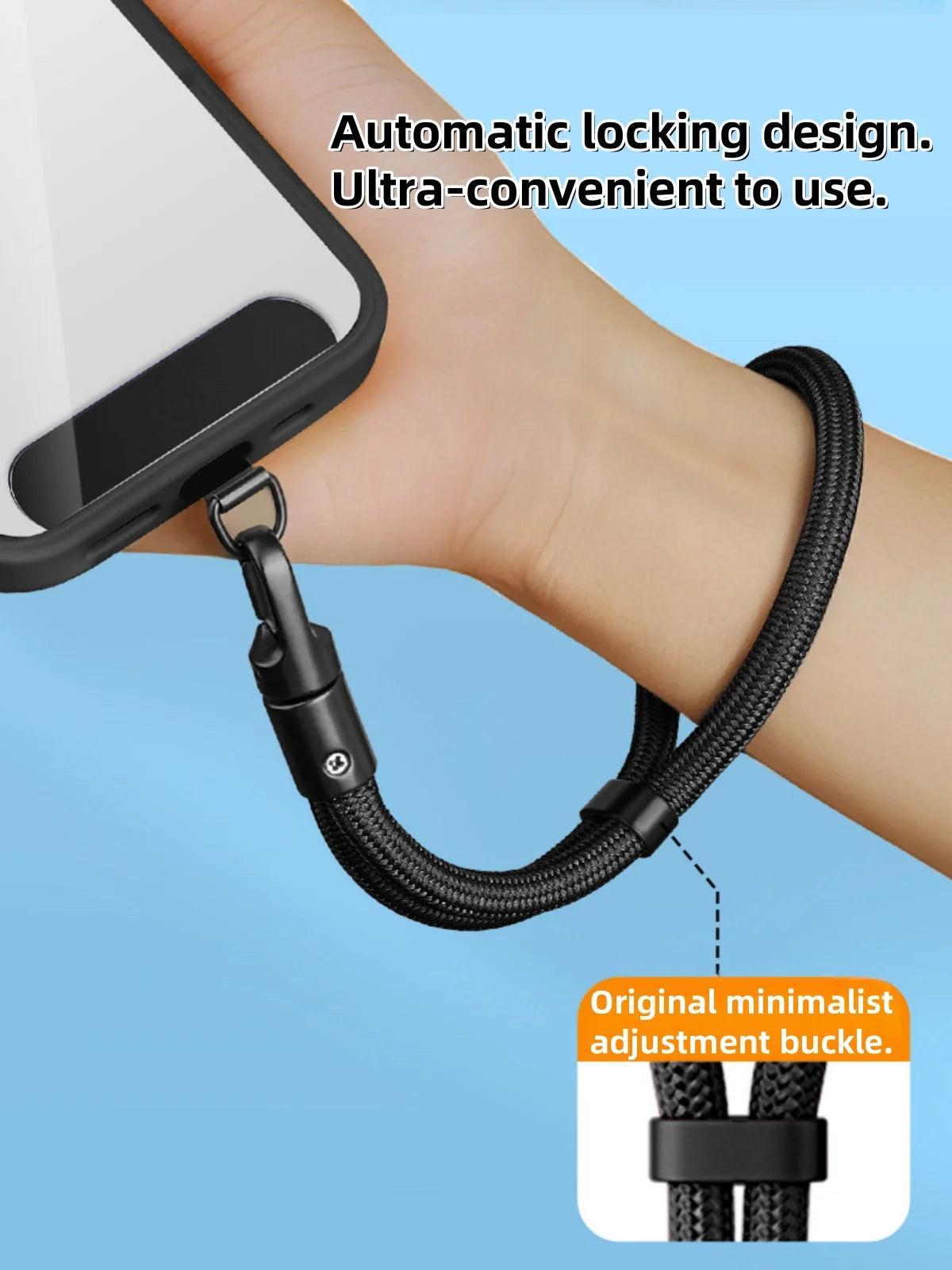 Universal Adjustable Mobile Phone Lanyard Short Wrist Strap with Self-locking Anti-drop Design Durable Polyester Phone Strap