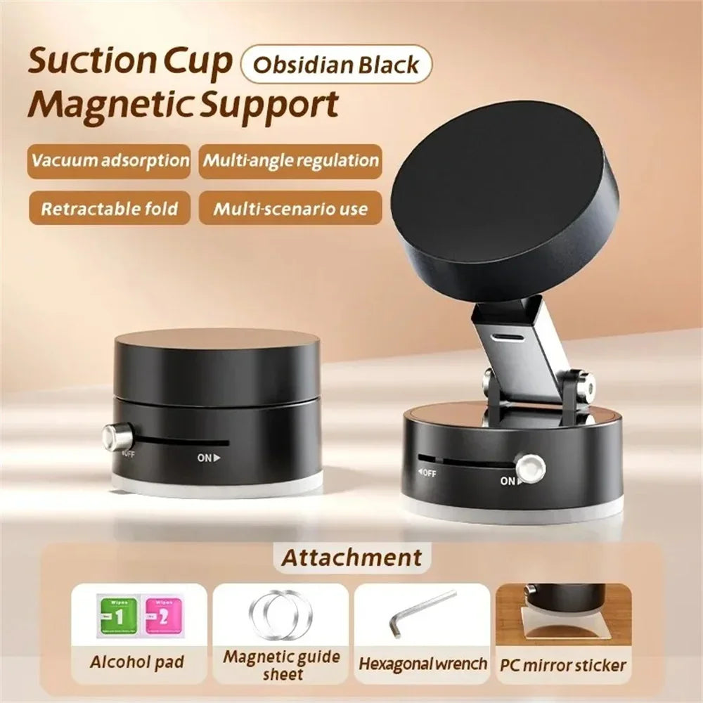 More Portable Vacuum Magnetic Mobile Phone Bracket Adjustable Double-Sided Suction Cup Holder Lazy Stand For All Smartphone