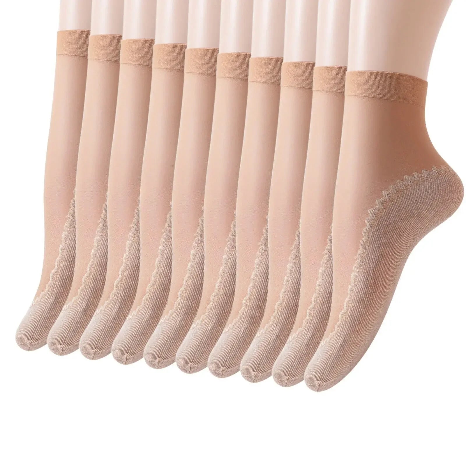 1/10pairs Lace Ultrathin Socks Women Summer Breathable Silk Socks Female Mesh Elastic Non-Slip Bottom Splice Ankle Short Sox