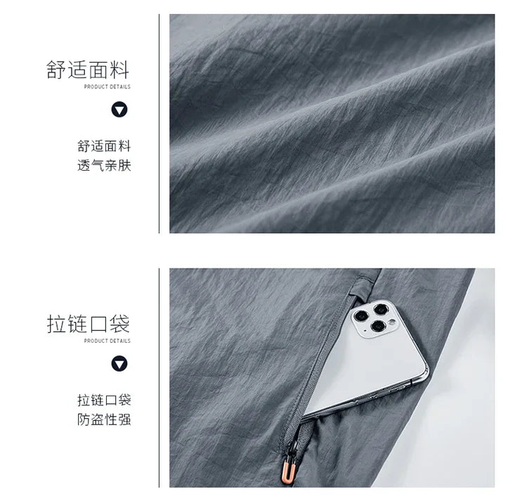 2025 Men's Summer Sun Protection Jacket Ultra-Light Thin Skin-Friendly Breathable UV Proof Fishing Ice Silk Sunscreen Coat