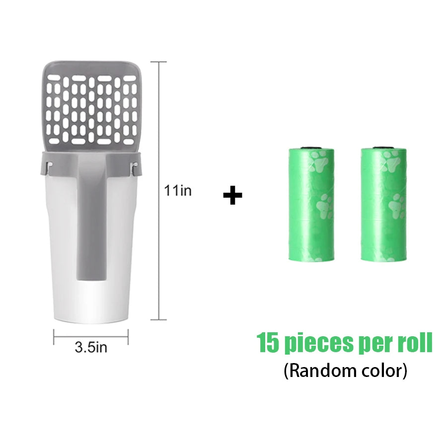 One piece cat litter scoop set, cat poop scoop set, pet toilet pick up, detachable and portable installation