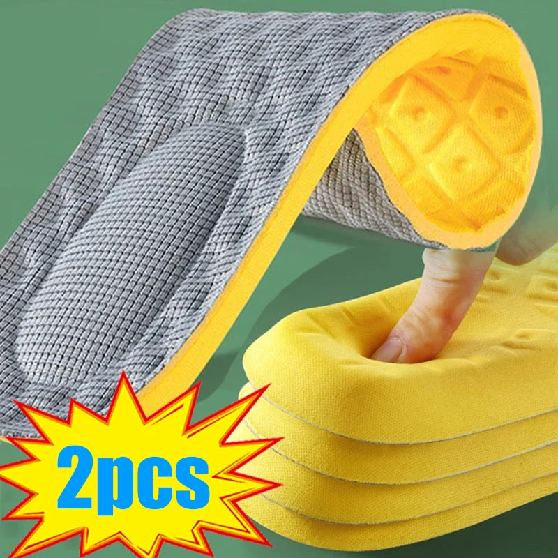 4D Cloud Technology Sports Insoles for Shoes PU Sole Soft Breathable Shock Absorption Cushion Running Orthopedic Care Insoles