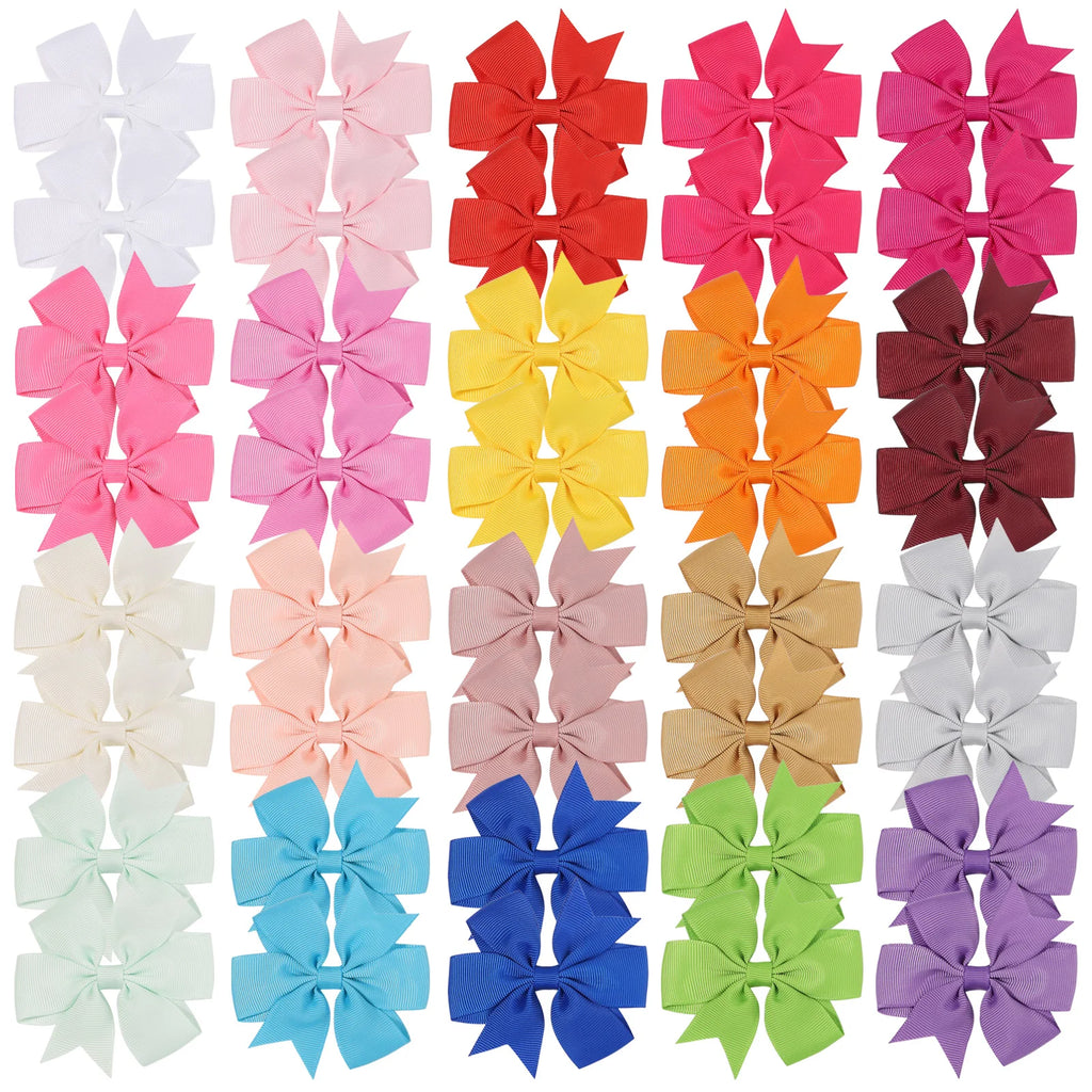 20/40Pcs Sweet Random Candy Color Bow Hair Clip Set for Baby Girls Cute Ribbon Hairpin Kids Headwear Kids Hair Accessories Gifts