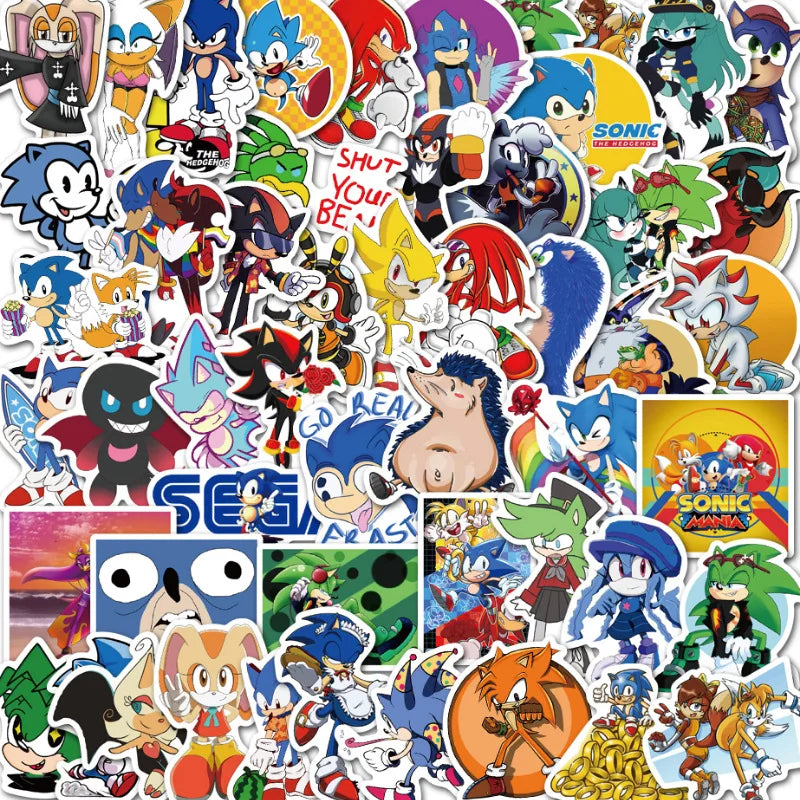 50/100Pcs Sonic Stickers Cute Cartoon Classic Toys Decoration Decals DIY Stationery Phone Case Kids Anime Sticker Toy