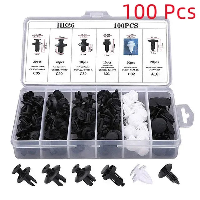 835 Car Push Retainer Black Nylon Fastener Clips in Plastic Box for GM Ford Lexus Honda Chrysler Mazda Nissan Jeep Ford