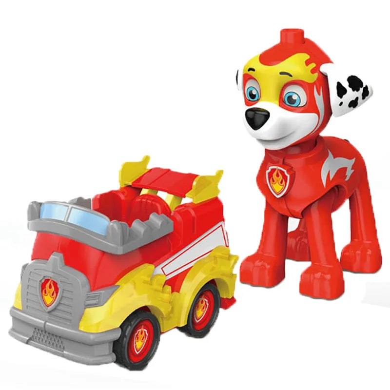 Genuine Paw Patrol Vehicle Chase Skye Marshall Pull Back Cars Playset Building Blocks Ryder Figure Children Toys Birthday Gifts