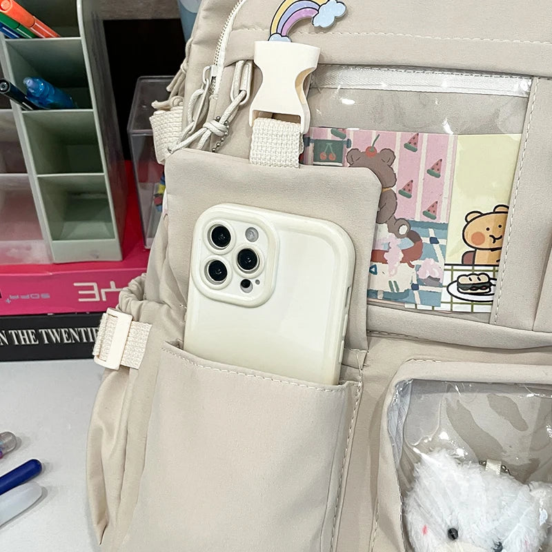 Stylish Lightweight Backpack with Transparent Front Pocket - Large Capacity for School, Travel and Outdoor Activities