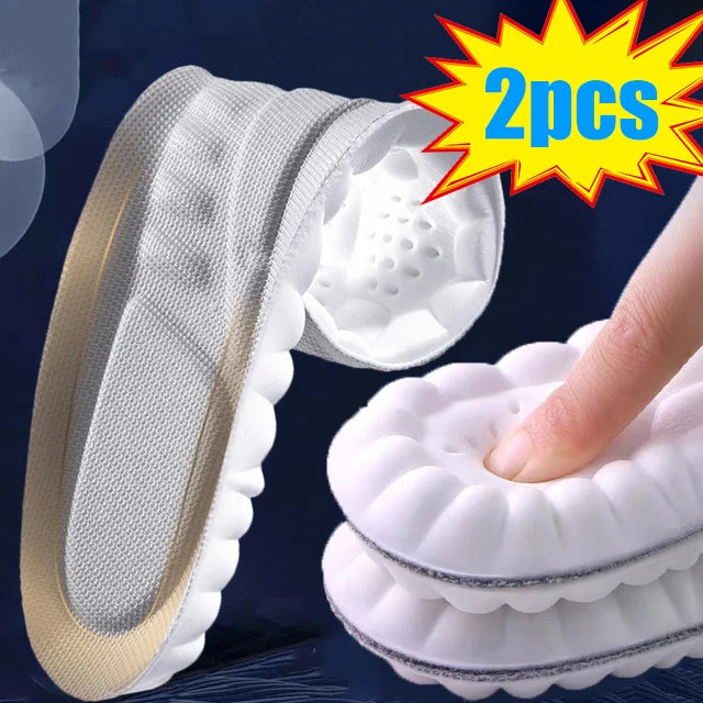 4D Cloud Technology Sports Insoles for Shoes PU Sole Soft Breathable Shock Absorption Cushion Running Orthopedic Care Insoles