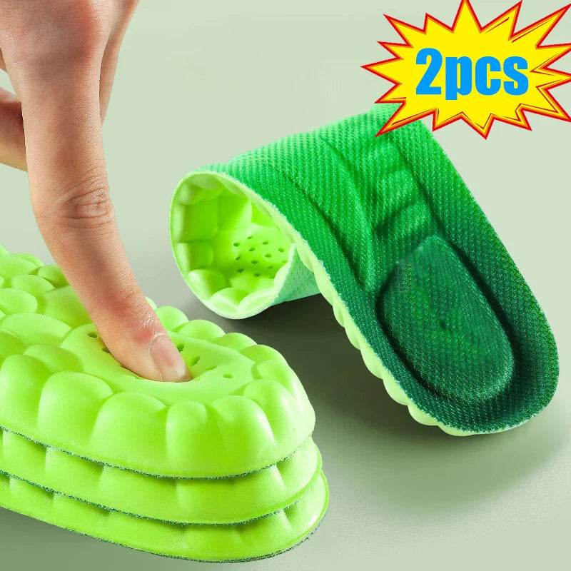 4D Cloud Technology Sports Insoles for Shoes PU Sole Soft Breathable Shock Absorption Cushion Running Orthopedic Care Insoles